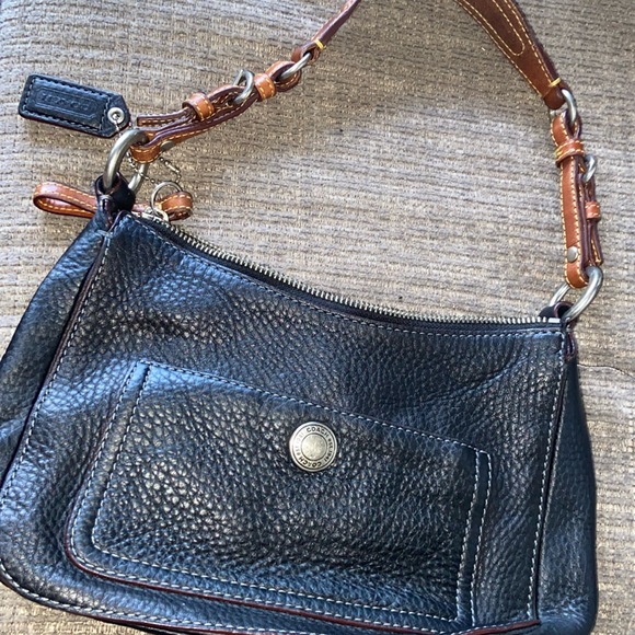Coach Handbags - Coach Vintage handbag, black, brown leather accent.